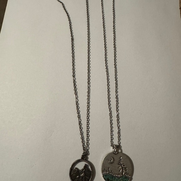 Silver Mountain and Tree Pendant Necklace Set - Picture 3 of 3
